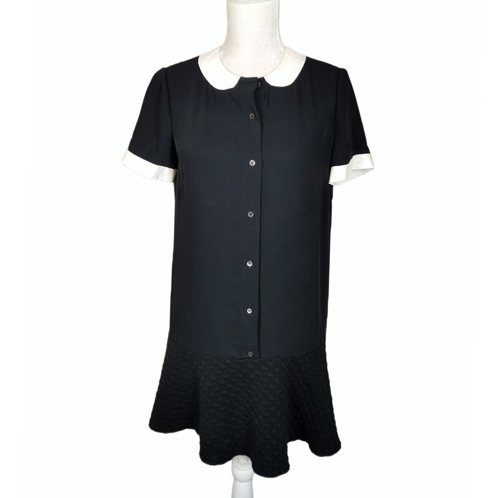M Missoni Silk Button Down Ruffle Hem Collared Shirt Dress Medium